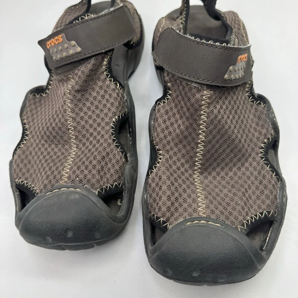 CROCS Swiftwater Mesh Men Size 8 Brown Fishing Hiking Sandals Casual Water Shoes